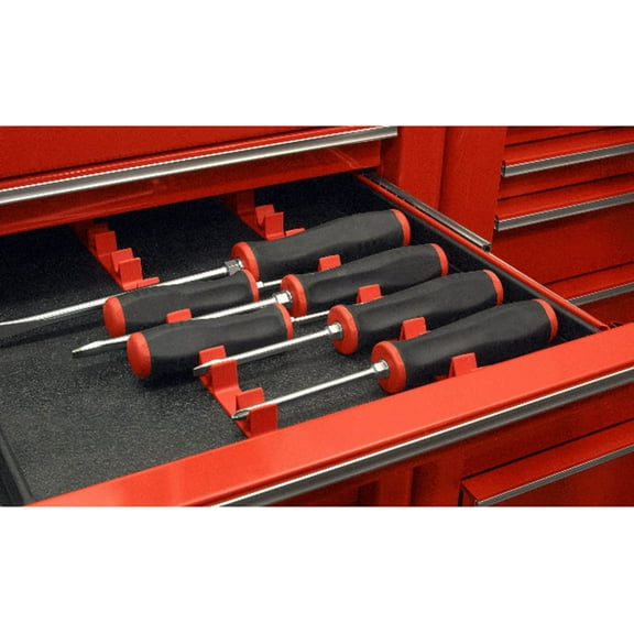 UYGDUY-6040 No-Slip Low-Profile Screwdriver Rail Set, 14 Tool, Red