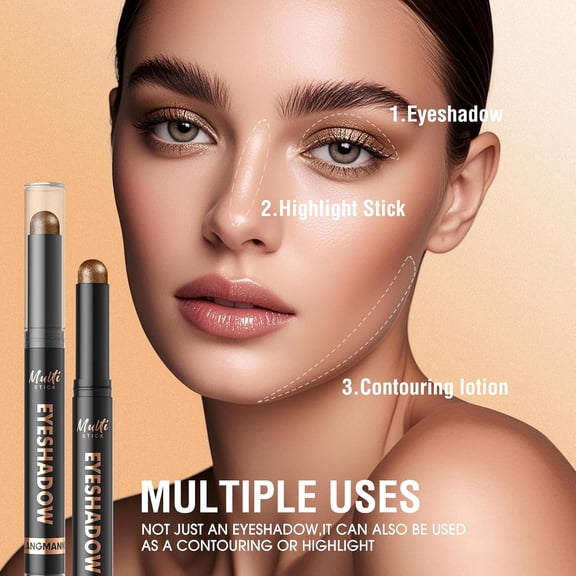 UYGDUY-6Colors Dual-Ended Cream Eyeshadow Stick Set Silky Smooth, Waterproof & Transfer-Proof, Built-in Blender Brush, All-Day Matte & Shimmer Wear Eye Makeup(#11+12+13+14+15+16)