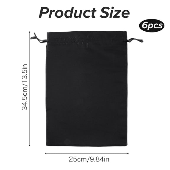 UYGDUY-6Pcs Black Wig Bags with Satin Drawstring, Silk Wig Storage Bags for Wigs Extension Bundle