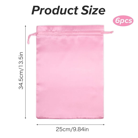UYGDUY-6Pcs Pink Wig Bags with Satin Drawstring, Silk Wig Storage Bags for Wigs Extension Bundle