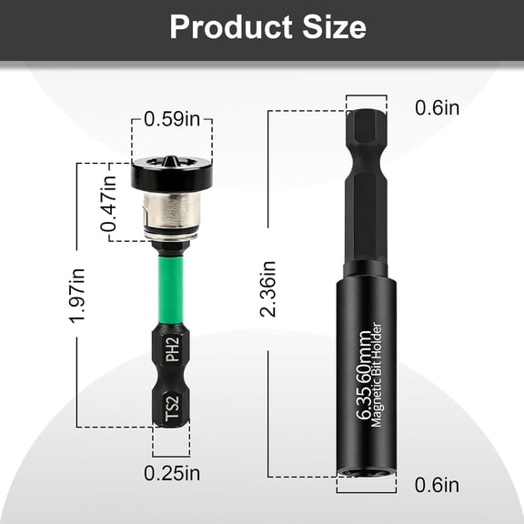 UYGDUY-6pcs Drywall Screw Setter Set, 1/4" Hex Adjustable Depth Positioning Bits with 60mm Magnetic Bit Holder Extension Bar, Magnetic Positioning Screwdriver Bits, for Sheetrock and Plasterboard Scr