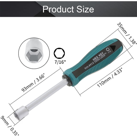 UYGDUY-7/16-Inch Hex Nut Drivers Non-Magnetic Six Point Tip 2Pcs