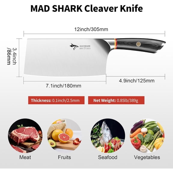 UYGDUY-7 inch Kitchen Knife, Professional Sharp Vegetable Cleaver, German Military Grade Composite Steel with Ergonomic Handle, Chef Knife for Home, Kitchen & Restaurant Cooking Cutting Chopping