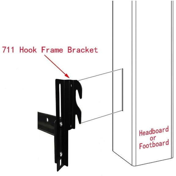 UYGDUY-#711 Bolt-On to Hook-On Conversion Frame Brackets, Rail Headboard Bracket, Bed Hook Adapter Kit (Set of 4)