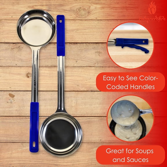 UYGDUY-8 Ounce Solid Stainless Steel Portion Control Ladle Spoon for Measuring and Serving; Commercial Grade Serving Scoops [Pack of 2]