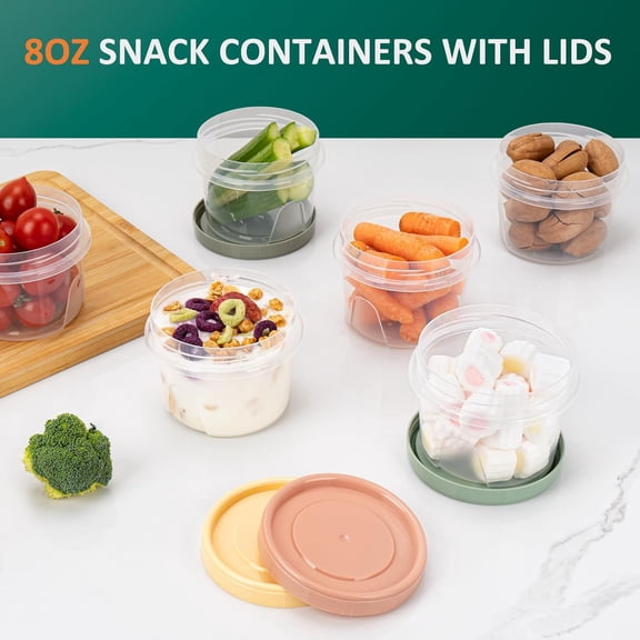 UYGDUY-8 Oz Small Food Containers with Lids, 12 Pack, 1-Cup Reusable Snack Containers with Screw Top for Food Small Portions Meal Prep Freezer Storage, Microwave Freezer Dishwasher Safe, 4 Colors