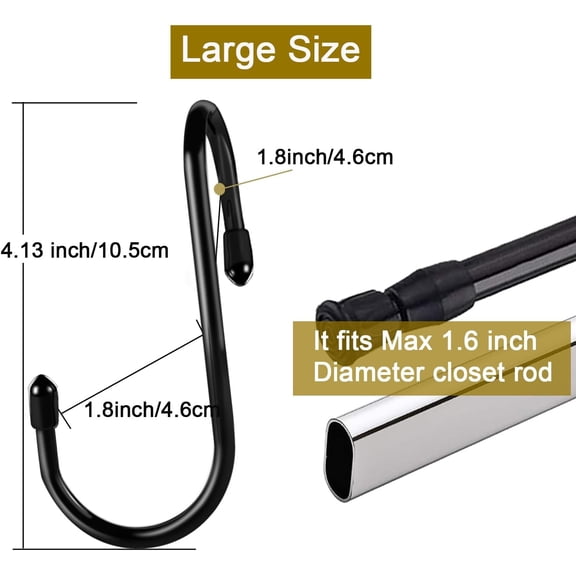 UYGDUY-8 Pack Purse Hanger for Closet, Vinyl Coated Unique Twist Design Black Bag Hanger Hooks, 5 Inch Large Closet Rod Home Storage Hooks Purse Organizer for Hanging Handbags, Belts, Hat, Backpack