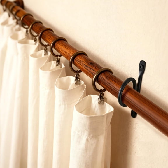 UYGDUY-8 Pcs 1.5 Inch Diameter Curtain Rod Brackets Holder, Hand Forged Metal Curtain Rod Wall Hanger Rustic Closet Support with Screws for Rods Ceiling Blinds Drapes Wall Hook (Black)