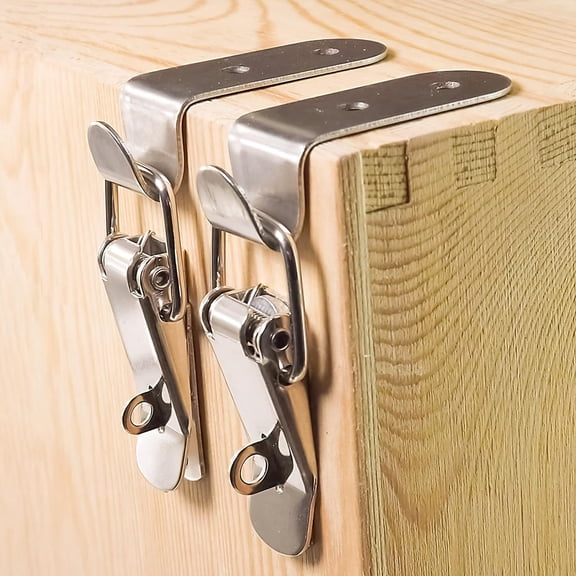 UYGDUY-8 Pcs Stainless Steel 90 Degree Spring Toggle Lock with Clasp Buckle Latch and Mounting Screws for Box Cabinet Door Barn Wooden Case Toolboxes