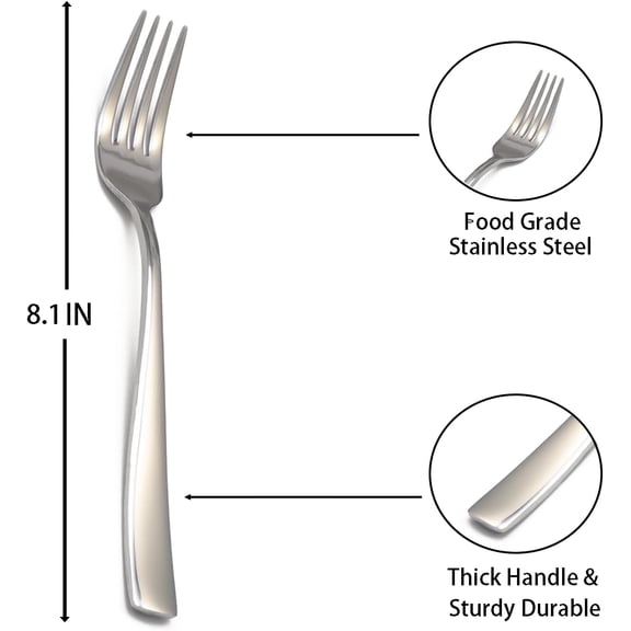 UYGDUY-8-Piece Salad Forks Set, Food Grade Stainless Steel Silverware Dinner Fork, Flatware Forks Use for Home, Kitchen, Restaurant, Dishwasher safe - 7 Inches