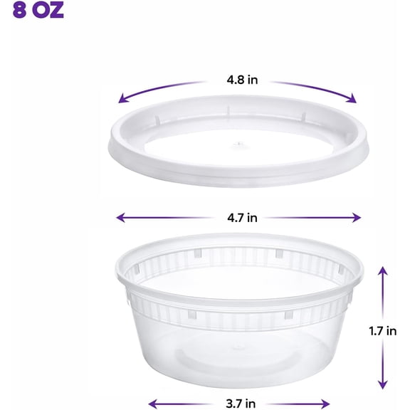 UYGDUY-[8 oz. - 48 Count Plastic Food Storage Deli Containers with Lids, Disposable Soup Containers With Lids - Perfect for Storing Soups, Sauces, and Snacks