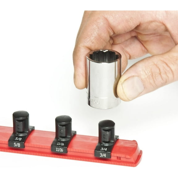 UYGDUY-- 8411-Red-3/8 8411 8-Inch Socket Organizer with 9 3/8-Inch Twist Lock Clips, Red