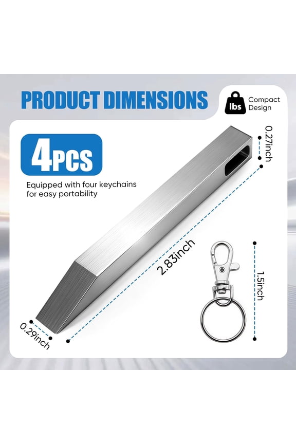 -8PCS EDC Pry Bar Keychain Set, 4 Stainless Steel Mini Pry Bars with 4 Key Rings, Pocket Multitool with Screwdriver, Bottle Opener and Box Opener