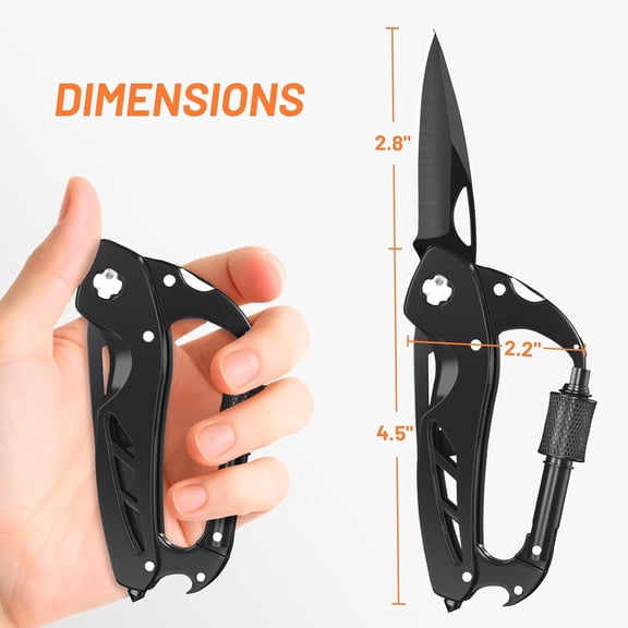 UYGDUY-9 in 1 Multitool Carabiner with Pocket Knife, Stocking Stuffers Gifts for Men, EDC Carabiners with Folding Knives, Bottle Opener, Window Breaker and Screwdriver, Survival Gear for Camping Hiki