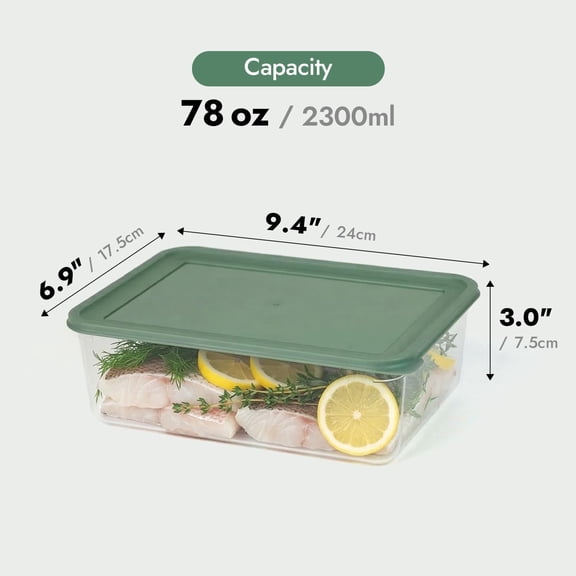 UYGDUY-9.7 Cup Rectangular Food Storage Containers with Lids, Stackable Meal Prep Containers, BPA Free Reusable Plastic, Leak-Resistant, Microwave Freezer Dishwasher Safe, 2 Pack, 78oz (2300ml)