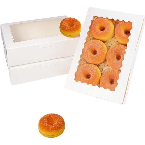 UYGDUY-9x6x2.5 Inch White Cookie Box with Window 15Pcs Pastry Macaron Bakery Box For Packaging