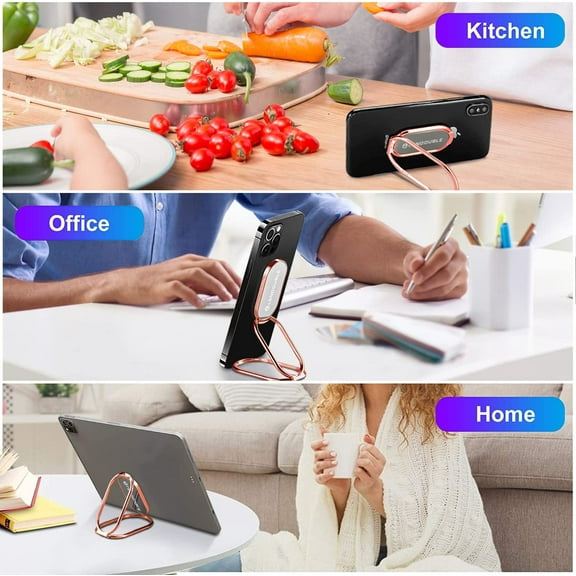 UYGDUY-Adjustable Cell Phone Stand for Desk, Portable Phone Ring Holder Finger Kickstand Foldable Desktop Hand Grip, 360 Rotatable Loop Handle for Magnetic Car Mount & iPhone iPad Tablet Case Back-R