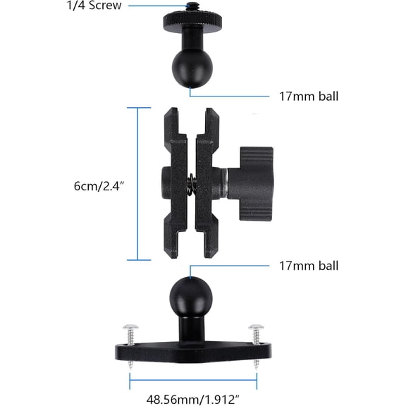 UYGDUY-Aluminum 1/4"-20 Mount with Drill Plate Base for Monitors, CCTV Cameras, Camcorders, 360 Rotation Adjustable Camera Mount for Installation on Car Dashboard, Ceiling, and Walls