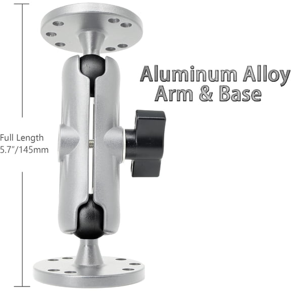 UYGDUY-Aluminum Ball Mount for Garmin Striker 4,Double AMPS Round Plates,1" Ball Fit for RAM Kit,Drill Base for Fish Finder,GPS Chartplotter Holder, T-Bolt Track Mount for Kayak Boat Marine