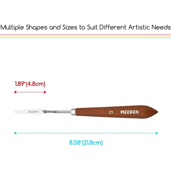 UYGDUY-Artist Spatula Palette Knife: 8.58" Flexible Stainless Steel Art Scraper Knife with Wood Handle for Professional Oil Painters, Art Students, Beginners, #21