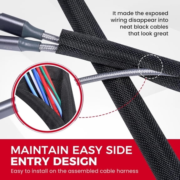 UYGDUY-Automotive Wire Sheathing Split Wire Loom Braided Mesh Woven Cable Sleeve for Wires/Cable Cord Protector (1/4" - 18 Feet)