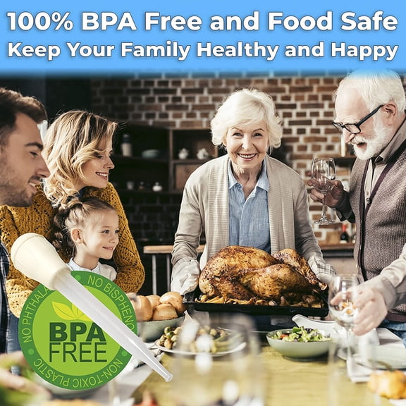 UYGDUY-BPA Free, Pro Grade Turkey Baster 1 Pack. Extra Large 11 Inch Bulb Basters with Measuring Lines Perfect for Cooking Juicy, Tender Meat. Best Plastic Suction Basting Syringe, Kitchen Tools and