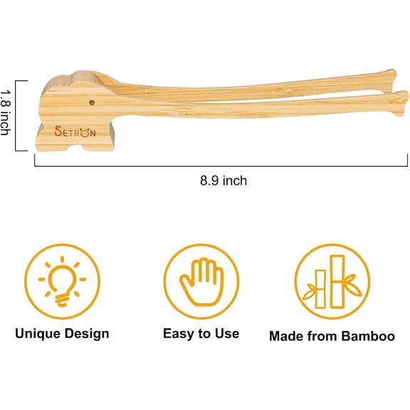 UYGDUY-Bamboo Toast Tongs 10 Toaster Tongs for Bread Bagels Heat-Resistant Bamboo Kitchen Tongs with Anti-Slip Grip, Cute Cat Design for Cooking & Serving (Ello)