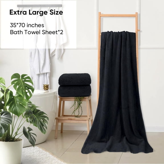 UYGDUY-Bath Sheets Towels Set Pack of 2 (35 x 70 Inches), Ultra Soft Bath Towels for Bathroom, Lightweight and Quick Drying Towel for Body, Yoga, SPA, Fitness, Black