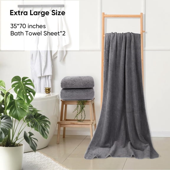 UYGDUY-Bath Sheets Towels Set Pack of 2 (35 x 70 Inches), Ultra Soft Bath Towels for Bathroom, Lightweight and Quick Drying Towel for Body, Yoga, SPA, Fitness, Grey