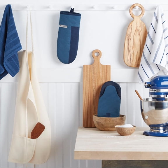 UYGDUY-Beacon Two-Tone Non-Slip Oven Mitt Set, Navy/Ink, 5.75"x13", 2 Piece