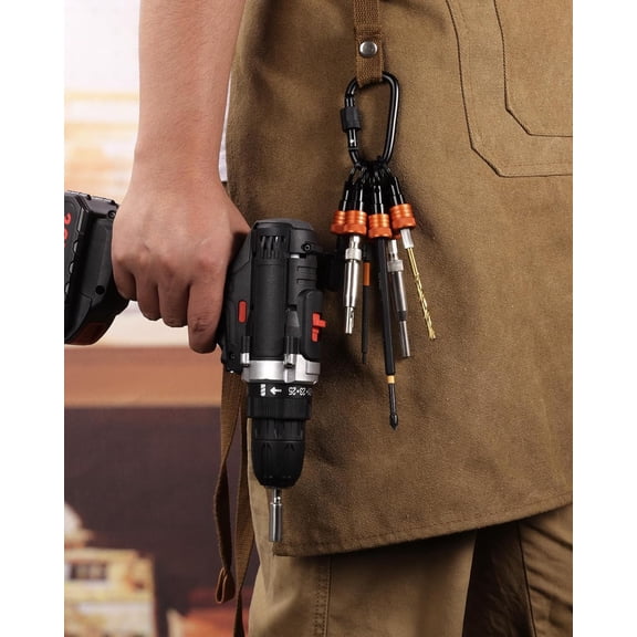 UYGDUY-Bit Holder Key Chain 12 Pcs Set, 1/4 inch Socket Hex Shank Bit Holders Keychain for Impact Drills Nut Driver, Quick Release Screwdriver Extension Tool with Carabiner, Tools Gifts for Men
