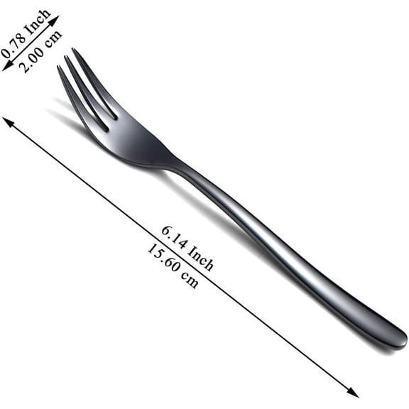 UYGDUY-Black Dessert Forks 12 Pieces, 6.15" Stainless Steel Cake Forks Silverware Set, Fruit Forks, Cocktail Forks, Appetizer Small Forks, Dishwasher Safe