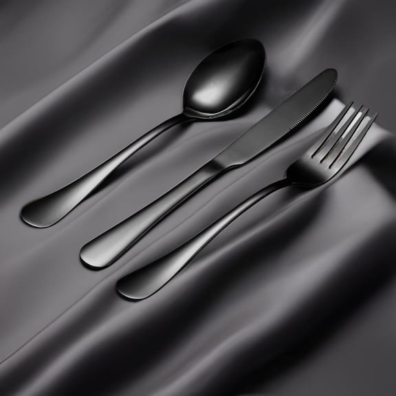 UYGDUY-Black Forks Silverware Set Of 6 Pieces, Stainless Steel Forks, Mirror Polished Fork Set, Cutlery Utensils Set=, Apartment Essential Flatware