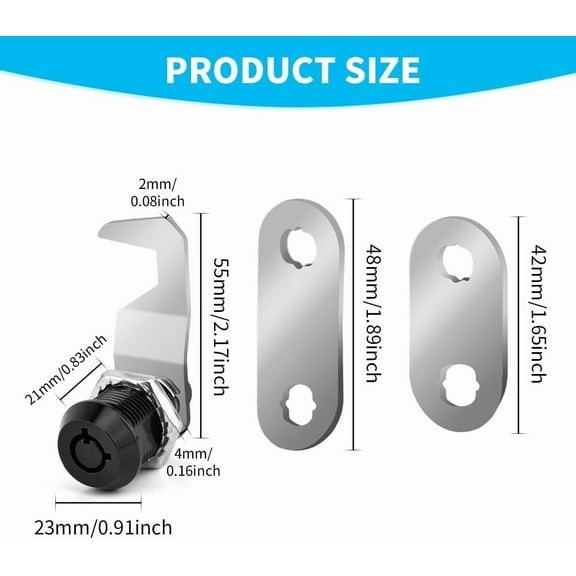 UYGDUY-Black Toolbox Lock with Keys,1Pack Cabinet Cam Lock Keyed Alike,RV Storage Locks Keyed Alike,Hook Cam,Tubular Cam Locks,Tool Box Loc k with Manual,Zinc Alloy