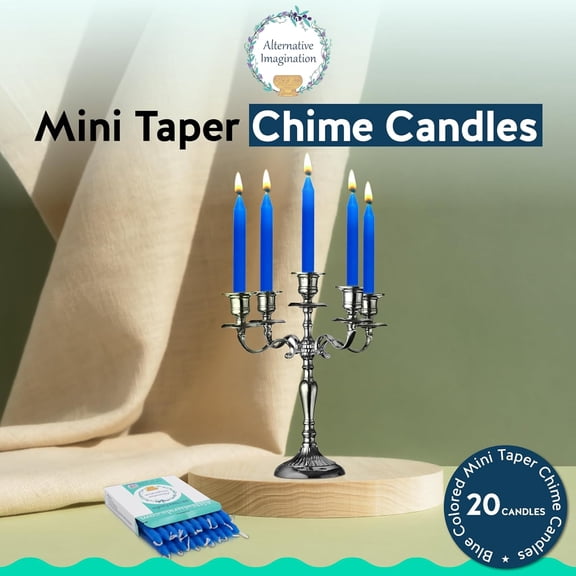 UYGDUY-Blue Chime Candles - 20 Pack of Unscented 4 Inch Mini Taper Candles - Dripless Long Burning Ritual Candles for Meditation, Spell Work & Home Decor