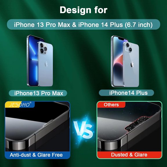 UYGDUY-Blue Light Screen Protector for iPhone 13 Pro Max & iPhone 14 Plus (6.7''), Eye Protection Tempered Glass Film, Scratch-Resistant, No Bubble with Easy Installation Kit, 2 Pack
