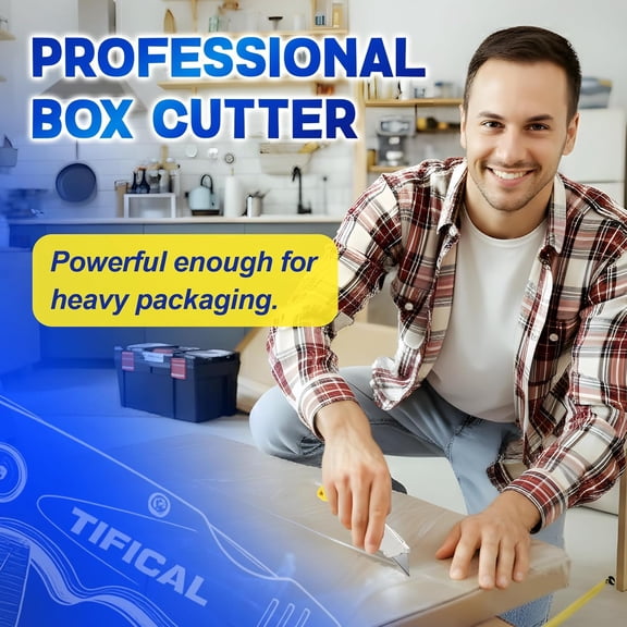 UYGDUY-Box Cutter, Quick Change Folding Box Cutter with Clip, Folding Utility Knife Set, Extra 10 SK5 Razor Knife Blades, Pocket Box Opener Cutter for Cardboard, Drywall, Rope, Linoleum, Packages