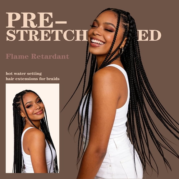 UYGDUY-Braiding Hair Pre Stretched 8 Packs 18 Inch Long Black Braid Professional Prestretched Synthetic Braiding Hair Extensions for Twist or Braid (1B#, 18 Inch (Pack of 8))