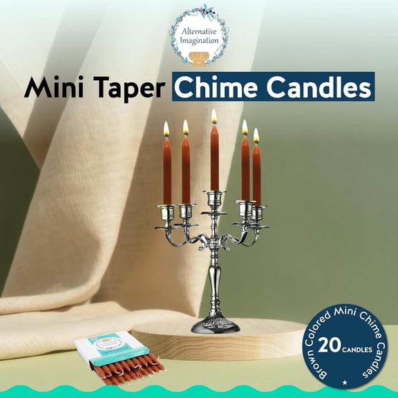 UYGDUY-Brown Chime Candles - 20 Pack of Unscented 4 Inch Mini Taper Candles - Dripless Long Burning Ritual Candles for Meditation, Spell Work, Birthdays, Ceremonies & Home Decor