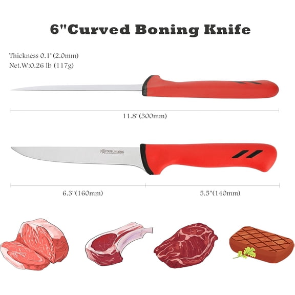 UYGDUY-Butcher Chef Knife 6 Inch - Premium High-carbon Molybdenum Steel Blade - Chef Slicing Knife For Meat Processing - Ergonomic & Non-slip Handle