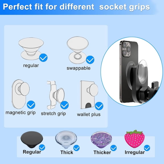 UYGDUY-CD Slot Car Grips Phone Holder,CD Slot Phone Holder for Grip/Socket,Car Mount for Pop Socket Compatible with Magsafe Wallet, Black