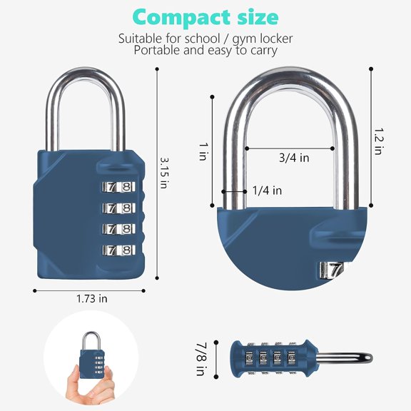UYGDUY-CL11BG Combination Lock, 4 Digit Outdoor Combination Padlock Set Your own Combination for Gym Locker Lock, School, Gates, Doors, Toolbox, Hasps and Storage (Blue-Gray *1)