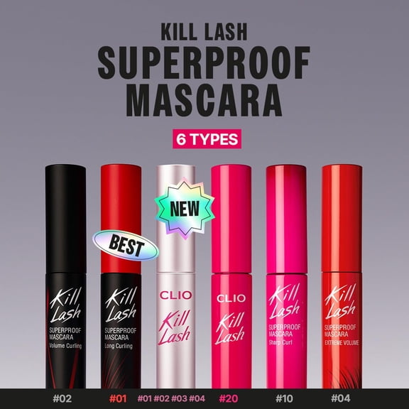 UYGDUY-CLIO Kill Lash Superproof Mascara Fine, Waterproof Defining Mascara with Ultra-Slim Triangular Brush, Soft Grey Definition, Natural Length, Smudge-Resistant Wear (03 Mute Earl Grey)