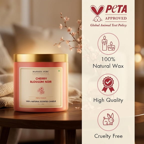 UYGDUY-Candle Cherry Blossom, Natural Scented Candle, 10oz Large Jar with up to 45+ Hours Burn, Giftable