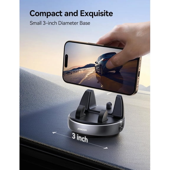 UYGDUY-Car Phone Holder, [Adjustable Spring Design] Dashboard Cell Phone Holder Compatible with Popsocket, 360Rotatable & Vertical 30Adjustable Mount for Car, Silver
