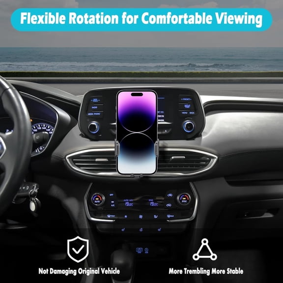 UYGDUY-Car Phone Holder Fits for Hyundai Santa Fe 2019-2023 and Santa Fe Hybrid 2021-2023 Accessories,Thick Cases Friendly,Cell Phone Mount for 4.7-7 in Phones,360 Degree Rotation,Easy to Install