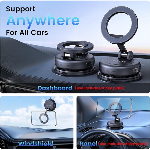 UYGDUY-Car Phone Holder for Magsafe360 Rotation and Dual-axis Adjustment Phone Mount, Up to 78LBS Suction, Compatible with Magsafe Case, for iPhone 17, 16, 15, 14, 13,12Series,Galaxy Ultra/26+/26