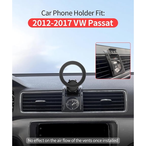 UYGDUY-Car Phone Holder for VW Passat 2012-2017Accessories, 360 Rotation Phone Mount Compatible with MagSafe, Cell Phone Holder Does Not Affect Air Vent