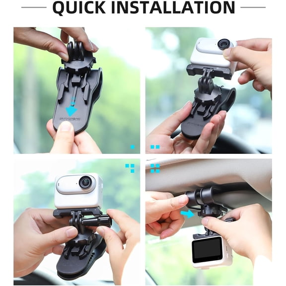 UYGDUY-Car Sun Visor Clip Mount Quick Release Clip Mount Compatible with GoPro Hero 12, 11,10,9,8,7, Session,APEMAN, Xiaomi Yi, SJCAM, DJI, Insta 360 and Most Action Cameras
