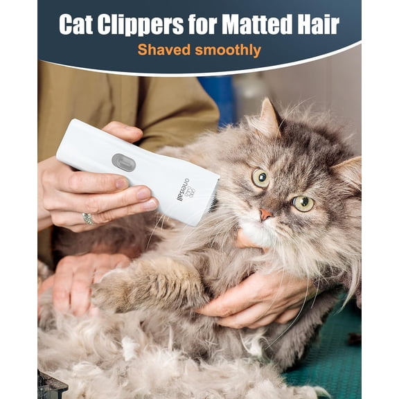 UYGDUY-Cat Clippers for Matted Hair, Quiet Cat Grooming kit, Cordless Pet Shaver for Long Hair, Waterproof Pet Hair Trimmer Clippers(White)